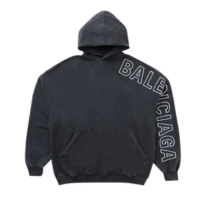 Balenciaga Logo Embroidered Oversized Hoodie 'Washed Black/White'