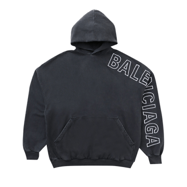 Balenciaga Logo Embroidered Oversized Hoodie 'Washed Black/White'