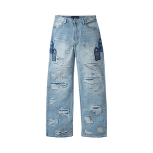 Who Decides War Side Patch Relaxation Denim Jeans 'Sky'