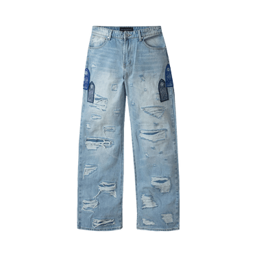 Who Decides War Side Patch Relaxation Denim Jeans 'Sky'