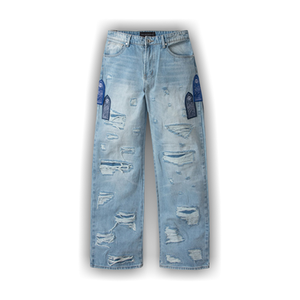 Who Decides War Side Patch Relaxation Denim Jeans 'Sky'