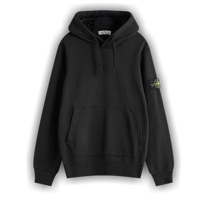 Stone Island Fleece Garment Dyed Hoodie 'Black'