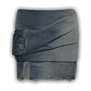 Rick Owens DRKSHDW Drape Denim Mini Skirt 'Washed Indigo'