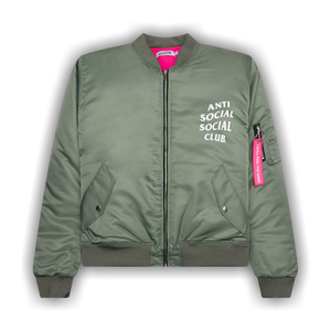 Anti Social Social Club Welcome To The Club MA1 Jacket 'Olive'