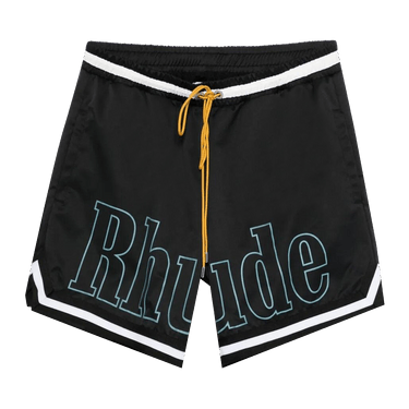 Rhude Logo Basketball Swim Shorts 'Black/White/Blue'