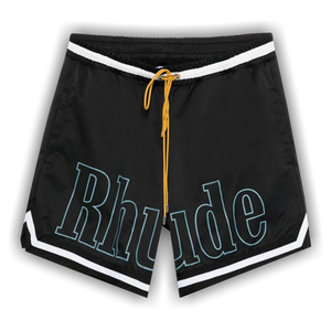 Rhude Logo Basketball Swim Shorts 'Black/White/Blue'
