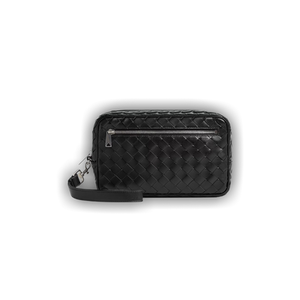 Bottega Veneta Intrecciato Wristlet Pouch 'Black/Silver'