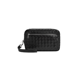 Bottega Veneta Intrecciato Wristlet Pouch 'Black/Silver'