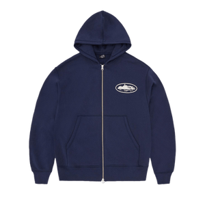 Corteiz Island Puff Print Zip Hoodie 'Navy'