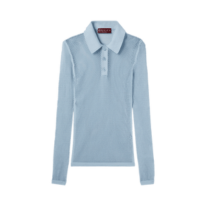 Gucci Embossed Technical Mesh Polo Top 'Petroleum Blue'