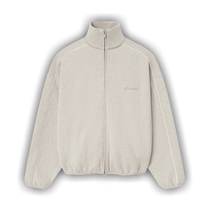 Fear of God Essentials Modern Fleece Track Jacket With Piping 'Heather Stone/Cloud White'