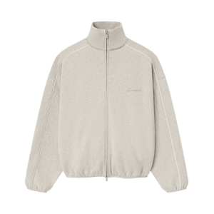 Fear of God Essentials Modern Fleece Track Jacket With Piping 'Heather Stone/Cloud White'