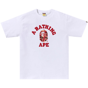 BAPE Palm Tree Camo College Tee 'White/Red'