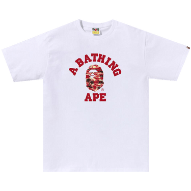 BAPE Palm Tree Camo College Tee 'White/Red'