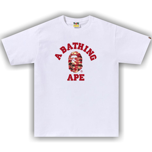 BAPE Palm Tree Camo College Tee 'White/Red'