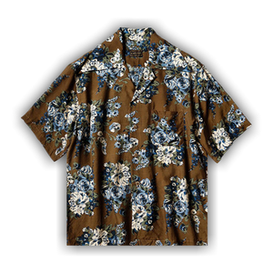 Kapital Silk Rayon Champetre Maria Wrangle Collar Aloha Shirt 'Brown Khaki'