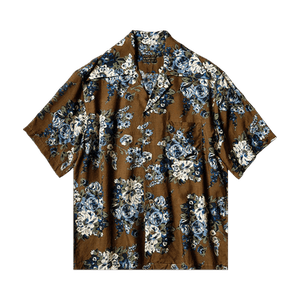 Kapital Silk Rayon Champetre Maria Wrangle Collar Aloha Shirt 'Brown Khaki'