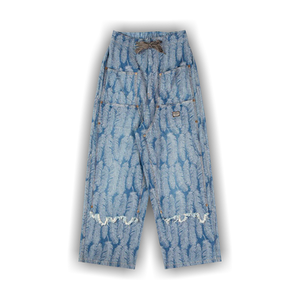 Kapital Magpie Denim With Knee Easy Baggy Pants 'Light Indigo'