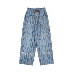 Kapital Magpie Denim With Knee Easy Baggy Pants 'Light Indigo'