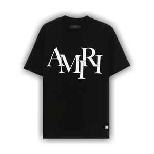 Amiri Staggered Logo Tee 'Black'