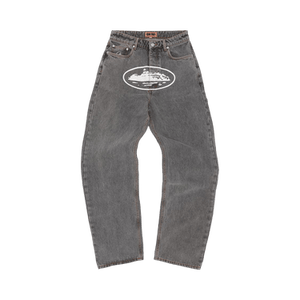 Corteiz Island Baggy Jeans 'Light Grey'