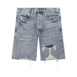 PURPLE BRAND Faros Rip Patched Shorts 'Light Indigo'
