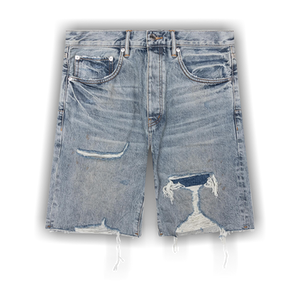 PURPLE BRAND Faros Rip Patched Shorts 'Light Indigo'