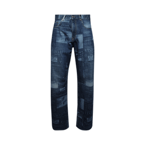 Palm Angels Patterned Wide Leg Jeans 'Medium Blue'
