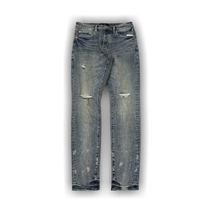 PURPLE BRAND Worn Slashed Paint Denim 'Light Indigo'