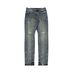 PURPLE BRAND Worn Slashed Paint Denim 'Light Indigo'