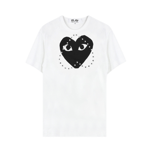 Comme des Garçons PLAY Logo Heart Print Studded Tee 'White'