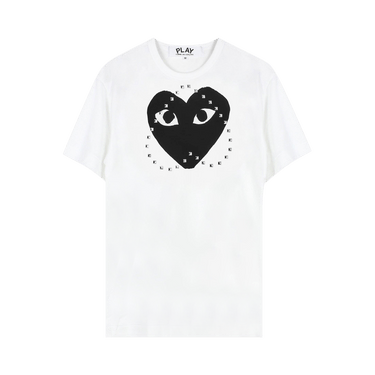 Comme des Garçons PLAY Logo Heart Print Studded Tee 'White'
