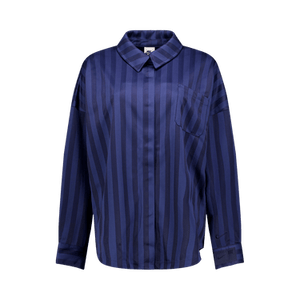 Nike Sportswear Oversized Jacquard Striped Button-Down Shirt 'Midnight Navy/Obsidian'