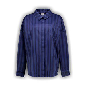Nike Sportswear Oversized Jacquard Striped Button-Down Shirt 'Midnight Navy/Obsidian'