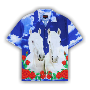 Pleasures White Horse Camp Shirt 'Blue'