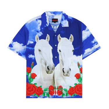 Pleasures White Horse Camp Shirt 'Blue'