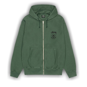 Stussy Stock Link Zip Hoodie Pigment Dyed 'Pine'