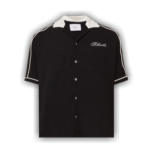 Rhude Oxford Cocktail Club Bowling Shirt 'Black/White'