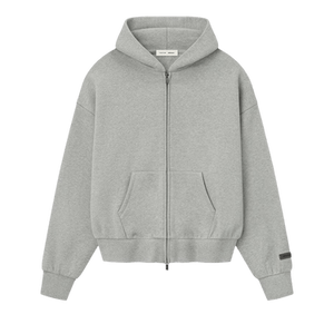 Fear of God Essentials Classic Fleece Zip-Up Hoodie 'Concrete Heather'