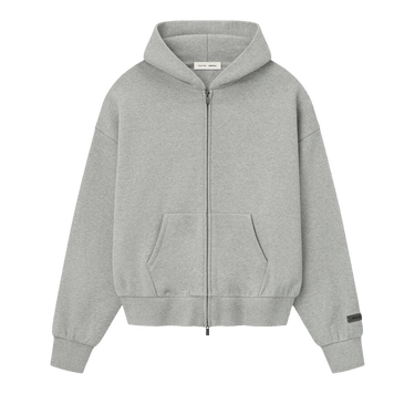 Fear of God Essentials Classic Fleece Zip-Up Hoodie 'Concrete Heather'