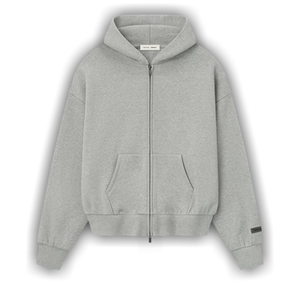 Fear of God Essentials Classic Fleece Zip-Up Hoodie 'Concrete Heather'