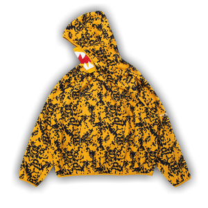 BAPE x Kazuki Pixelate Camo Shark Relaxed Fit Pullover Hoodie 'Yellow'