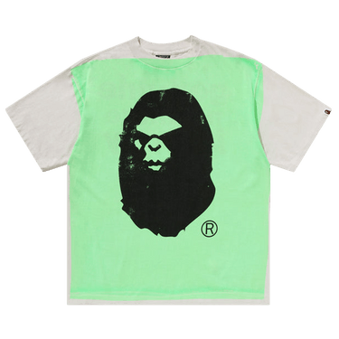 BAPE x SAINT Mxxxxxx Mad Face Handprinting Tee 'White/Green'