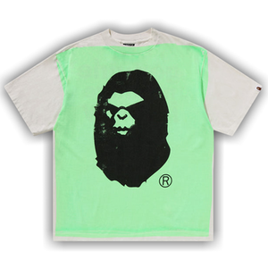 BAPE x SAINT Mxxxxxx Mad Face Handprinting Tee 'White/Green'