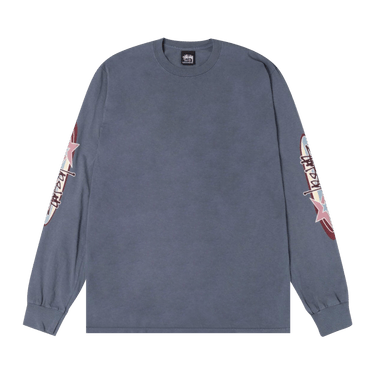 Stussy Two Star Long-Sleeve Tee Pigment Dyed 'Navy'