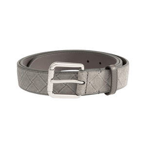 Bottega Veneta Intrecciato Stamp Suede Belt 'Abyss/Silver'