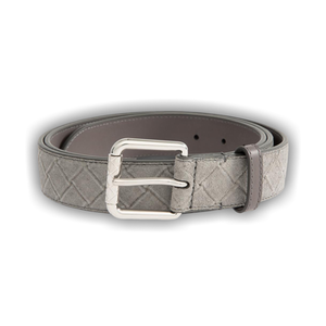 Bottega Veneta Intrecciato Stamp Suede Belt 'Abyss/Silver'