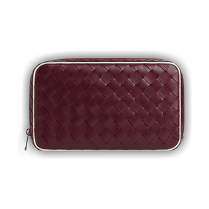 Bottega Veneta Intrecciato Medium Zipped Pouch 'Barolo/White/Silver'