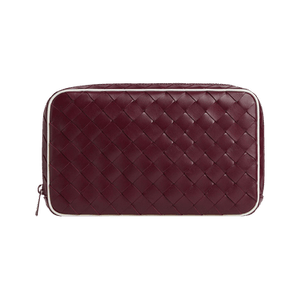 Bottega Veneta Intrecciato Medium Zipped Pouch 'Barolo/White/Silver'