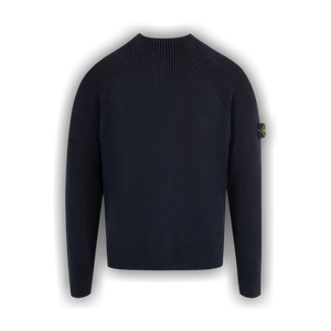 Stone Island Mock Neck Sweater With Vanisé Rib Texture 'Navy Blue'